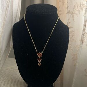 🩷- Gold and amber Floral dangle Necklace